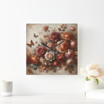 Rosas de época con mariposas