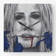 Rosas de Sangre Mujer Vampiro Azul Retrato Arte Gó