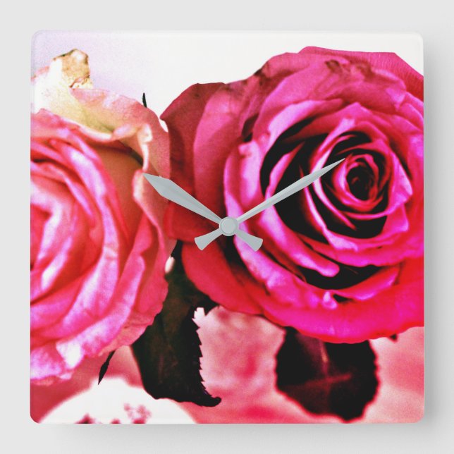Reloj Cuadrado Rosas en auge (Anverso)