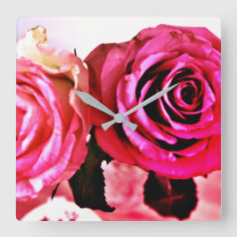 Reloj Cuadrado Rosas en Flor