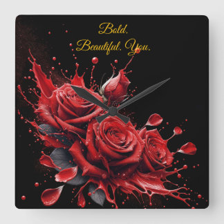 Reloj Cuadrado Rosas en Flor - Cumpleaños Elegante