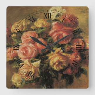 Reloj Cuadrado Rosas en un jarrón de Pierre Renoir, Arte fino vin