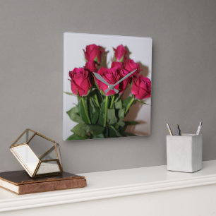 Reloj Cuadrado Rosas rojas