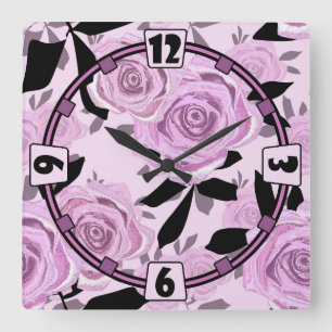 Reloj Cuadrado Rosas rosas rosas