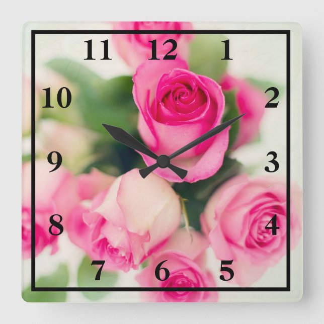 Reloj Cuadrado Rosas rosas rosas (Anverso)