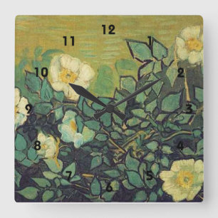 Reloj Cuadrado Rosas salvajes, 1890.Vincent van Gogh.
