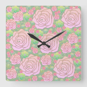 Reloj Cuadrado Rosas silvestres