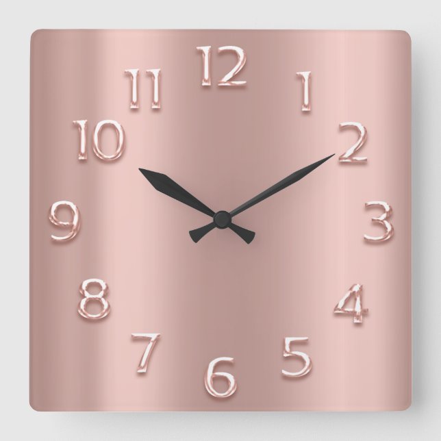 Reloj Cuadrado Rose Blush Pink Minimal 3D EFFECT (Anverso)