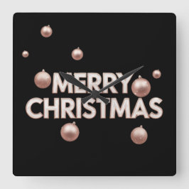 Reloj Cuadrado Rose Gold Merry Christmas - Holiday Design