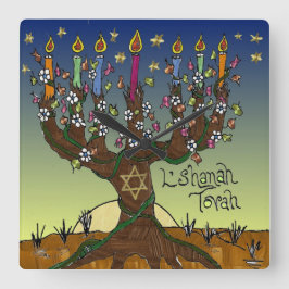 Reloj Cuadrado Rosh Hashanah L'Shanah Tovah Árbol De La Vida Meno
