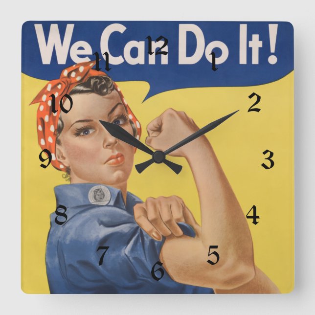 Reloj Cuadrado Rosie the Riveter: El empoderamiento femenino fuer (Anverso)