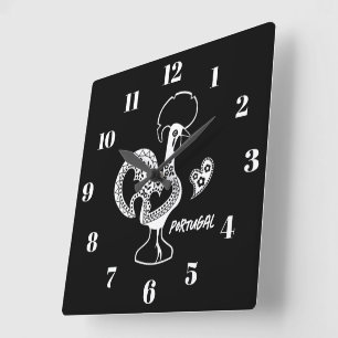 Reloj Cuadrado Rostro de Barcelos, Portugal, silueta