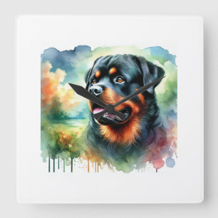 Reloj Cuadrado Rottweiler in watercolor 241024AREF144 - Watercolo