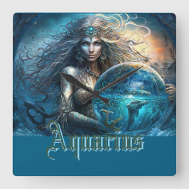 Reloj Cuadrado Rótulo Aquarius Zodiac