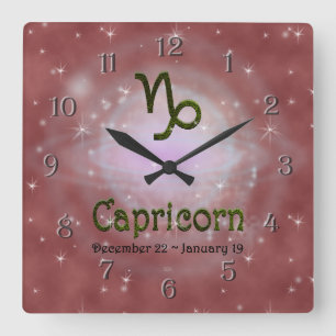 Reloj Cuadrado Rótulo Astrológico Zodiac Capricornio de color esc