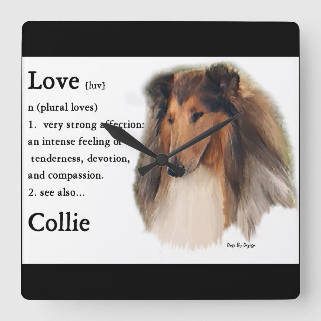 Reloj Cuadrado Rough Collie Love es (Anverso)