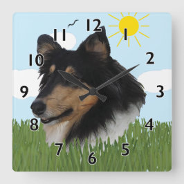 Reloj Cuadrado Rough Collie Portriat