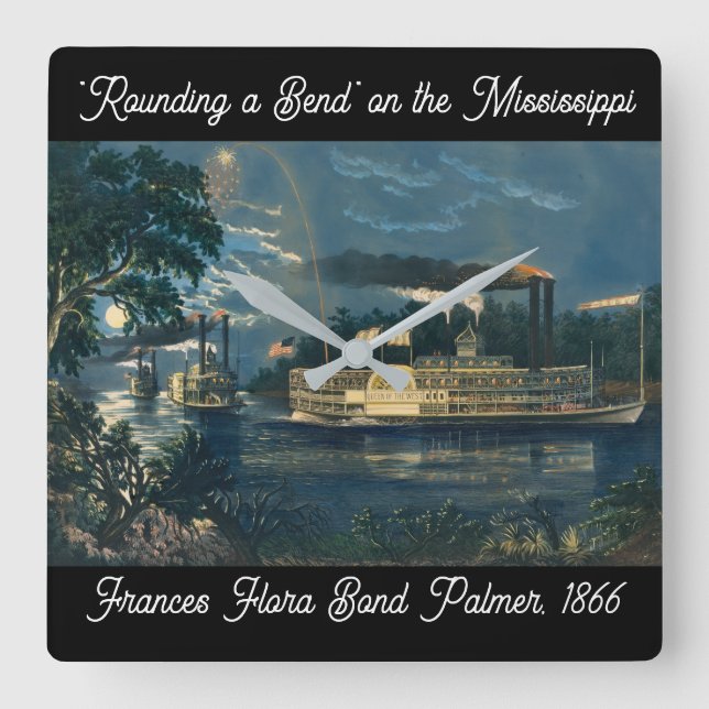 Reloj Cuadrado "Rounding a Bend" en el Misisipi: (Anverso)