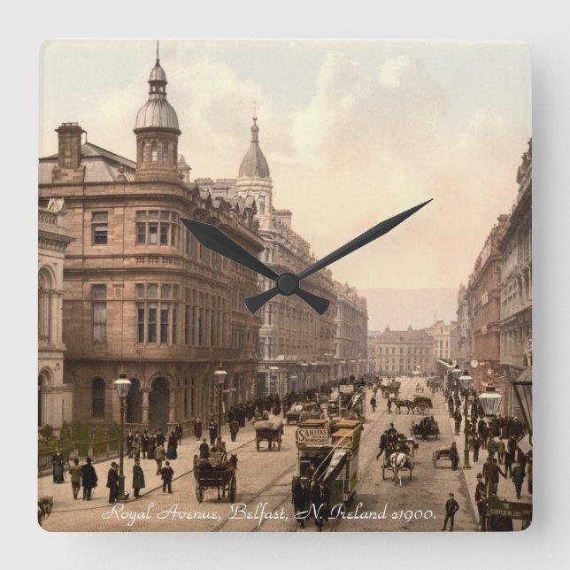 Reloj Cuadrado Royal Avenue, Belfast, N. Ireland c1900 (Anverso)