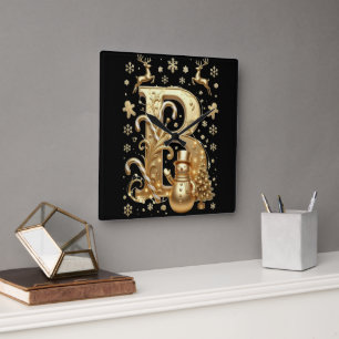 Reloj Cuadrado Royal Gold B Luxury Snowman Square Wall Clock