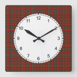 Reloj Cuadrado Royal Stewart Tartan Red Scottish Patrón de plaid