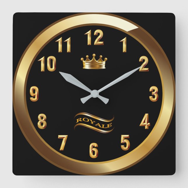 Reloj Cuadrado Royale Crown Classic ~ Gold On Black ~ Unique ~ (Anverso)