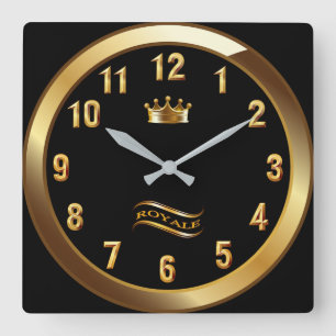 Reloj Cuadrado Royale Crown Classic ~ Oro en negro ~ Único ~ ~