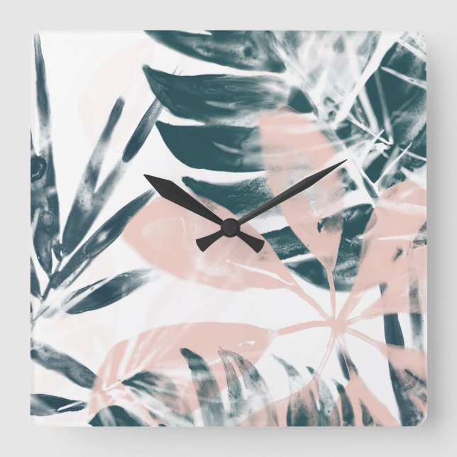 Reloj Cuadrado Rubor tropical (Anverso)