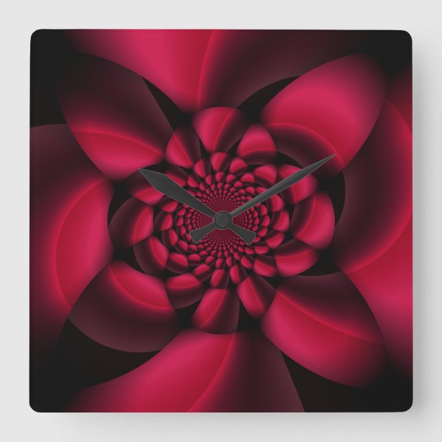 Reloj Cuadrado Ruby Red Black Petal (Anverso)