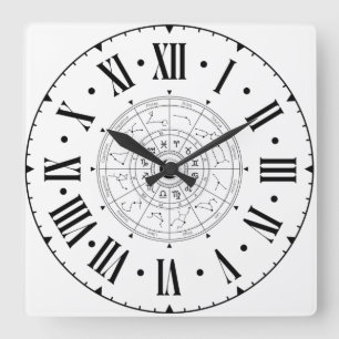 Reloj Cuadrado Rueda De Constelación Astrológica Con Numerales Ro