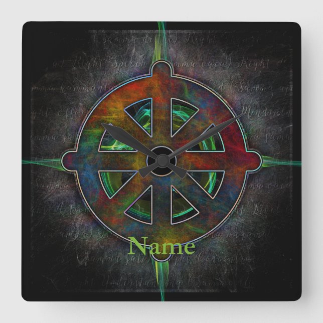 Reloj Cuadrado Rueda de Dharma de la energía (Anverso)