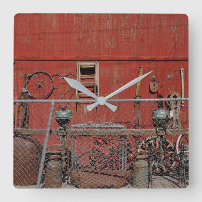 Reloj Cuadrado Ruedas de vagón US 66 Old West (Anverso)