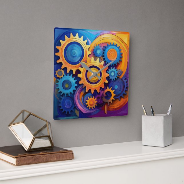 Reloj Cuadrado Ruedas de vida (Oficina)