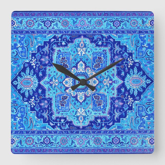 Reloj Cuadrado RUG PERSA - Azul (Anverso)