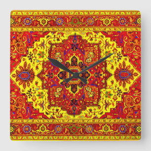 Reloj Cuadrado RUG PERSA - Rojo y Amarillo