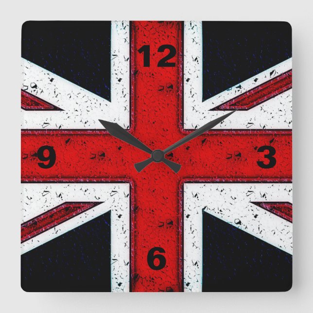 Reloj Cuadrado Rugged Union Jack (Anverso)
