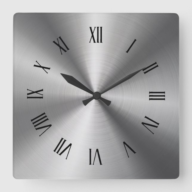 Reloj Cuadrado Ruidosos romanos de acero inoxidable metálico bril (Anverso)