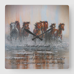 Reloj Cuadrado Running Horses Wall Clock