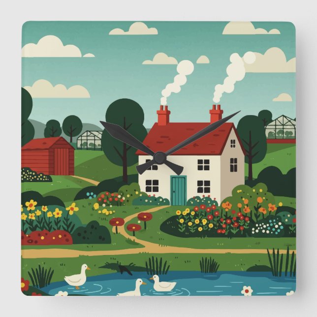 Reloj Cuadrado Rural town (Anverso)