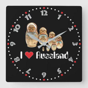 Reloj Cuadrado Rusia - Russia Babuschka Matrjoschka Wanduhr -