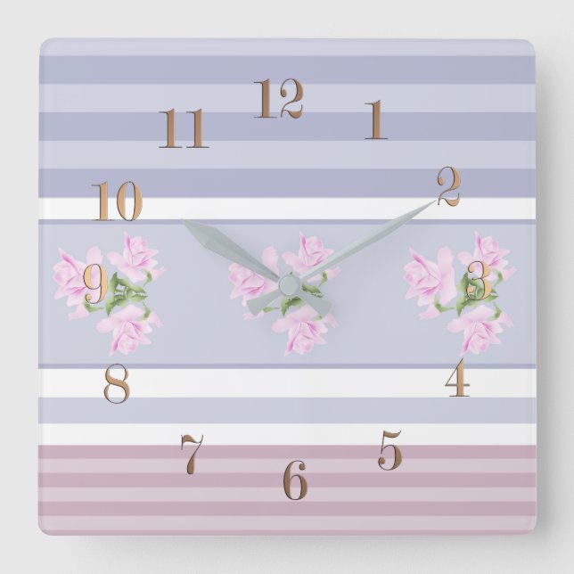 Reloj Cuadrado Ruso, a rayas, patchwork (Anverso)