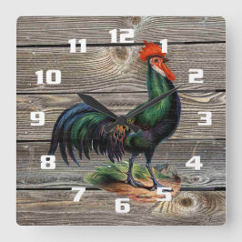 Reloj Cuadrado Rustic Country Rooster Kitchen