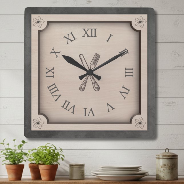 Reloj Cuadrado Rustic Farmhouse Kitchen Roman Numeral Wall Clock (A wonderful housewarming gift or a stylish way to complete your Farmhouse Chic aesthetic)
