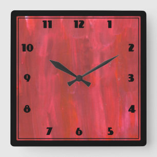 Reloj Cuadrado Rustic Red Abstract