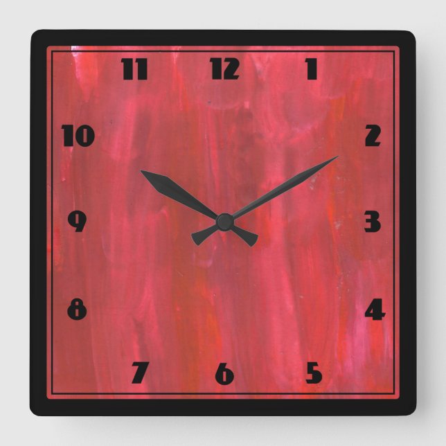 Reloj Cuadrado Rustic Red Abstract (Anverso)