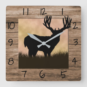 Reloj Cuadrado Rustic Whitetail Deer