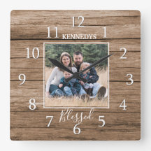 Rustic Wood Family Name Photo Blessed Farmhouse