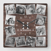 Rustic Wood Photo Collage Monogram Create Your Own
