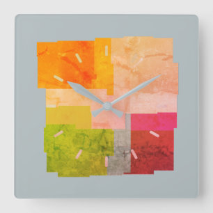 Reloj Cuadrado Rústica plaza de franjas multicolores