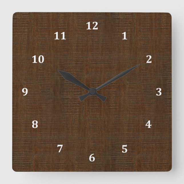 Reloj Cuadrado Rústica textura de grano de madera de bambú (Anverso)